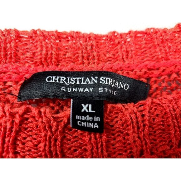Christian Siriano Runway| Coral Open Knit High Low Hem| Sweater| XL - Picture 11 of 11